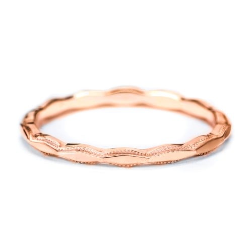 Faceted Wave Band with Milgrain Detailing