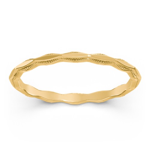 Faceted Wave Band with Milgrain Detailing – 18K Gold Plated Silver