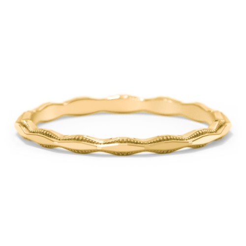 Faceted Wave Band with Milgrain Detailing – 18K Gold Plated Silver