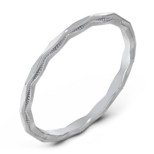 Faceted Wave Band with Milgrain Detailing – Sterling Silver