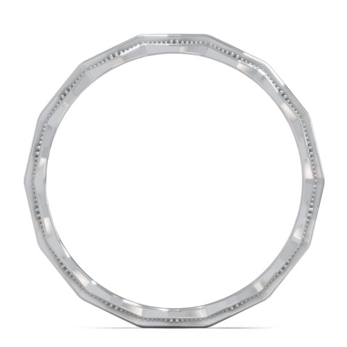 Faceted Wave Band with Milgrain Detailing – Sterling Silver