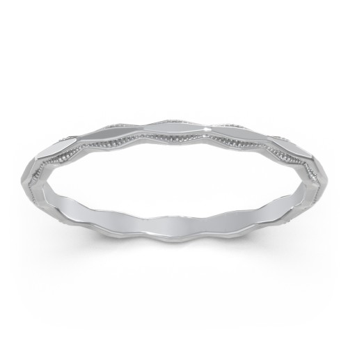 Faceted Wave Band with Milgrain Detailing – Sterling Silver
