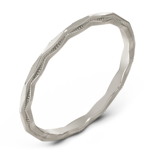 Faceted Wave Band with Milgrain Detailing – 10K White Gold