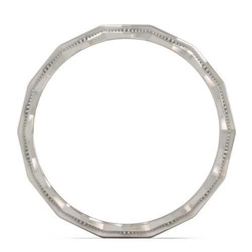 Faceted Wave Band with Milgrain Detailing – 10K White Gold