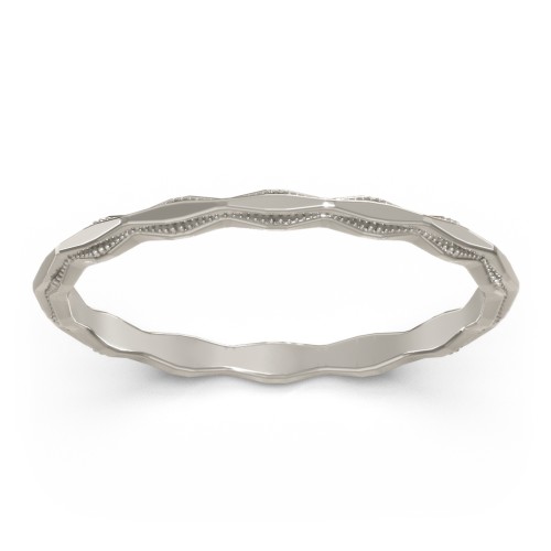 Faceted Wave Band with Milgrain Detailing – 10K White Gold