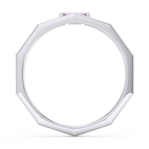 Faceted Double Band with Baguette Stone – Sterling Silver with Amethyst