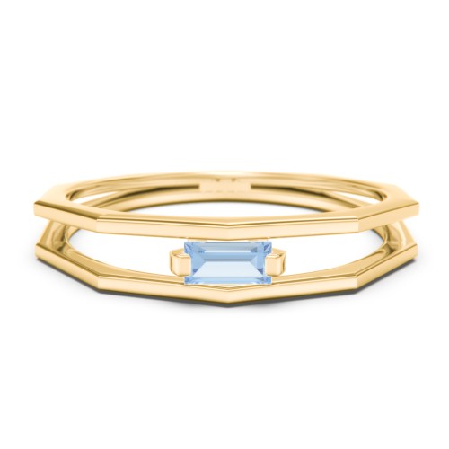 Faceted Double Band with Baguette Stone