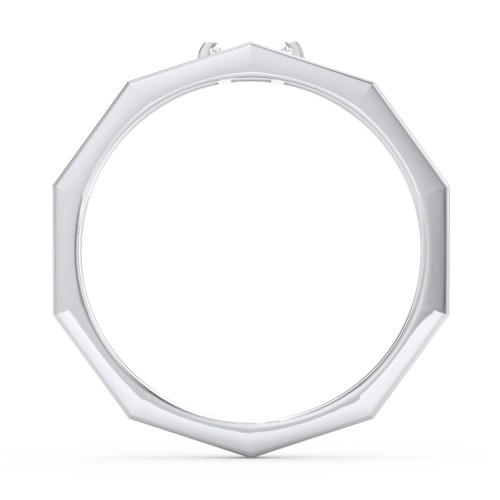 Faceted Double Band with Baguette Stone – Sterling Silver with Cubic Zirconia