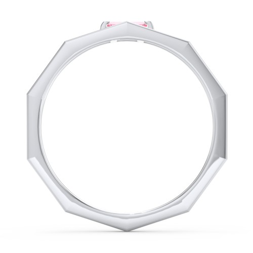 Faceted Double Band with Baguette Stone – Sterling Silver with Pink Tourmaline