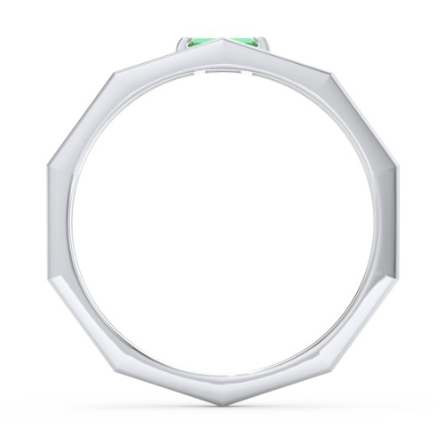 Faceted Double Band with Baguette Stone – Sterling Silver with Emerald