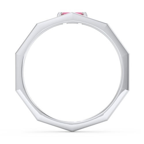 Faceted Double Band with Baguette Stone – Sterling Silver with Ruby