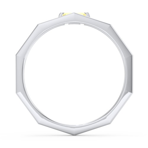 Faceted Double Band with Baguette Stone – Sterling Silver with Citrine