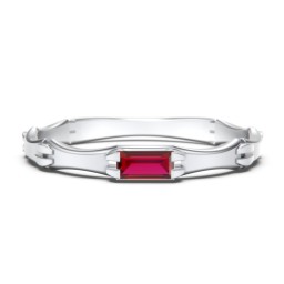 East-West Stackable Baguette Ring with Hinged Texture in 925 Sterling Silver