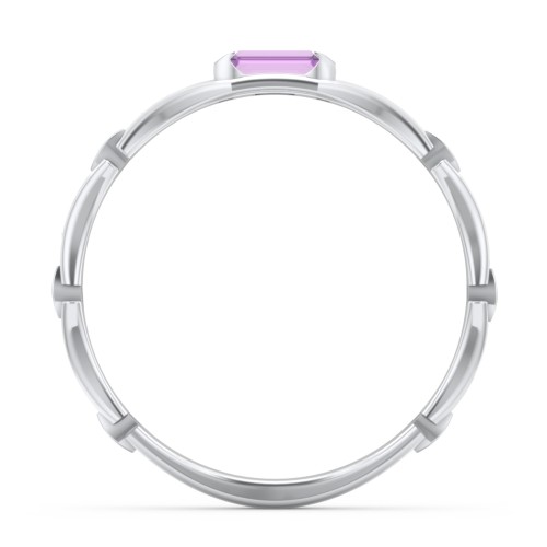 East-West Stackable Baguette Ring with Hinged Texture – Sterling Silver with Amethyst