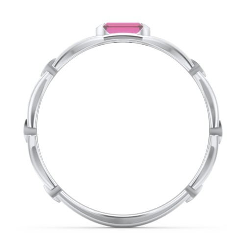 East-West Stackable Baguette Ring with Hinged Texture