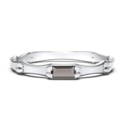 East-West Stackable Baguette Ring with Hinged Texture in 925 Sterling Silver with Smokey Quartz