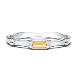 East-West Stackable Baguette Ring with Hinged Texture in 925 Sterling Silver with Citrine