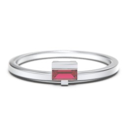 Off-Set Baguette Stackable Ring in 925 Sterling Silver
