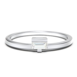 Off-Set Baguette Stackable Ring in 925 Sterling Silver with Cubic Zirconia