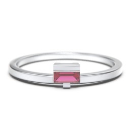 Off-Set Baguette Stackable Ring in 925 Sterling Silver with Ruby