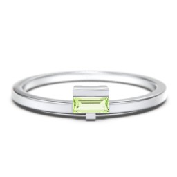 Off-Set Baguette Stackable Ring in 925 Sterling Silver with Peridot