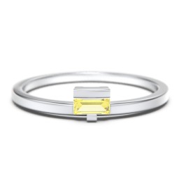 Off-Set Baguette Stackable Ring in 925 Sterling Silver with Citrine