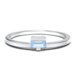 Off-Set Baguette Stackable Ring in 925 Sterling Silver with Blue Topaz
