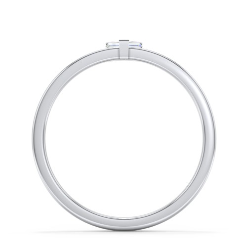 Off-Set Baguette Stackable Ring – Sterling Silver with Cubic Zirconia