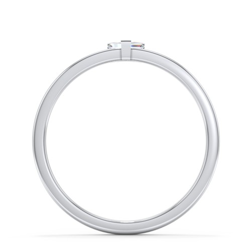 Off-Set Baguette Stackable Ring – Sterling Silver with Diamond