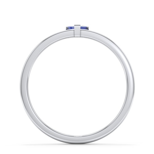 Off-Set Baguette Stackable Ring – Sterling Silver with Blue Sapphire