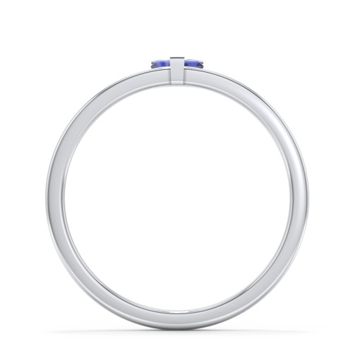 Off-Set Baguette Stackable Ring – Sterling Silver with Blue Sapphire