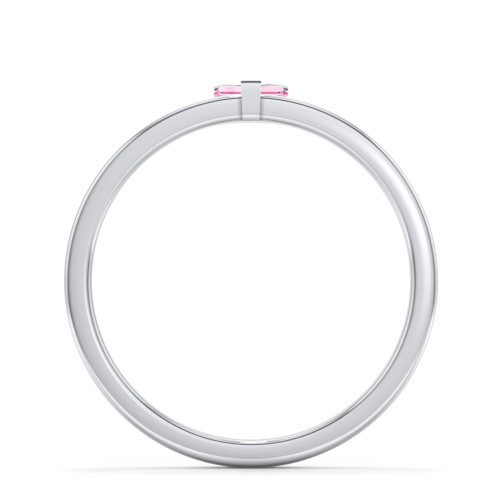 Off-Set Baguette Stackable Ring – Sterling Silver with Pink Tourmaline