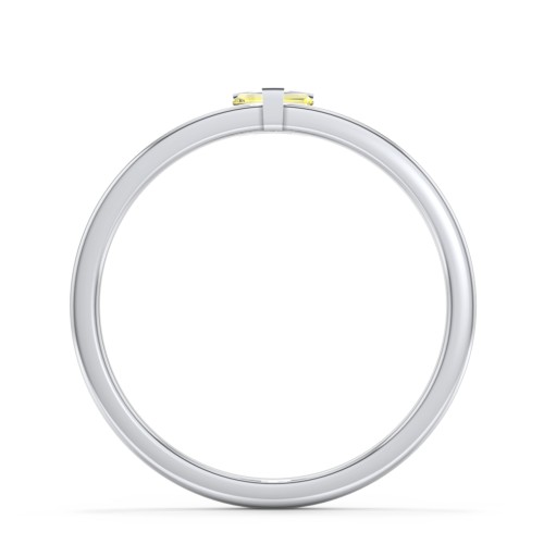 Off-Set Baguette Stackable Ring – Sterling Silver with Citrine