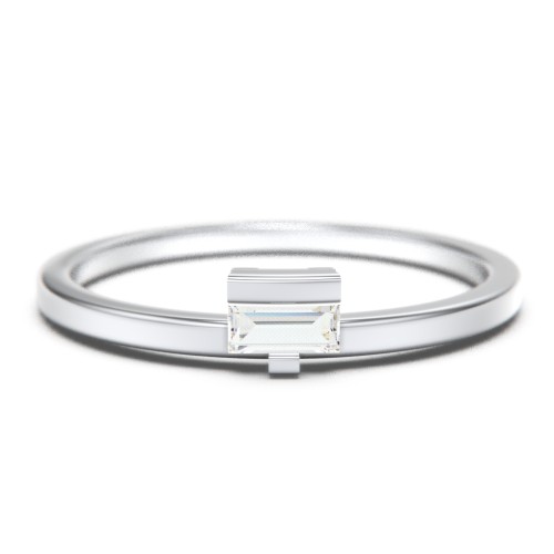 Off-Set Baguette Stackable Ring – Sterling Silver with Cubic Zirconia