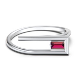 Geometric Wire Ring with East-West Baguette Gemstone in 925 Sterling Silver