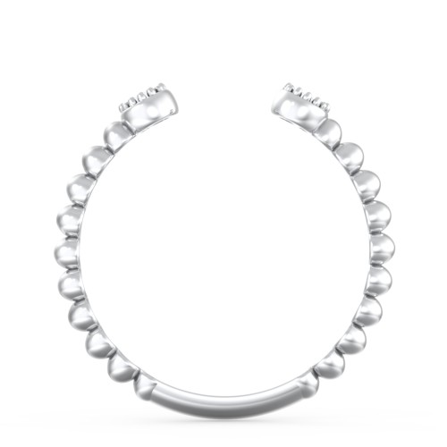 Beaded Ball Open Cuff Ring with Gemstones – Sterling Silver with Cubic Zirconia