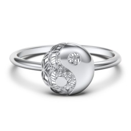 Yin-Yang Ring with Filigree Detailing in 10K Solid White Gold