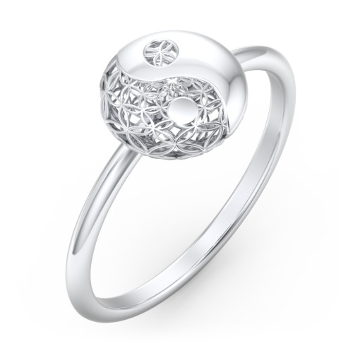 Yin-Yang Ring with Filigree Detailing – 10K White Gold