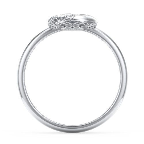 Yin-Yang Ring with Filigree Detailing – 10K White Gold