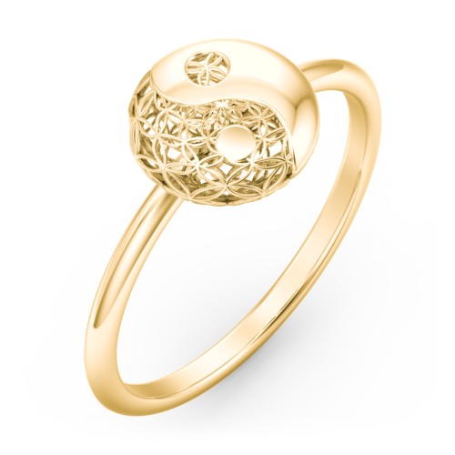 Yin-Yang Ring with Filigree Detailing – 10K Yellow Gold