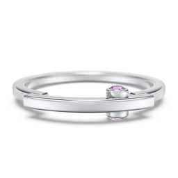Modern Stacking Ring with Peek-A-Boo Gemstone in 925 Sterling Silver with Amethyst