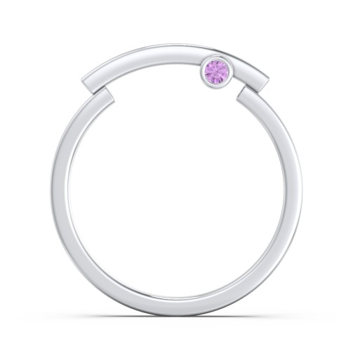 Modern Stacking Ring with Peek-A-Boo Gemstone – Sterling Silver with Amethyst