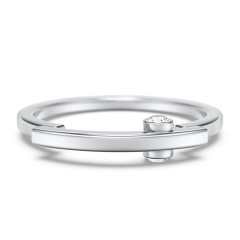 Modern Stacking Ring with Peek-A-Boo Gemstone – Sterling Silver with Blue Sapphire