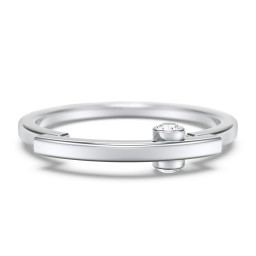 Modern Stacking Ring with Peek-A-Boo Gemstone in 925 Sterling Silver with Cubic Zirconia