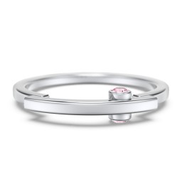 Modern Stacking Ring with Peek-A-Boo Gemstone in 925 Sterling Silver with Pink Tourmaline
