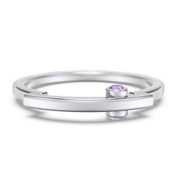 Modern Stacking Ring with Peek-A-Boo Gemstone in 925 Sterling Silver with Amethyst