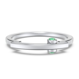 Modern Stacking Ring with Peek-A-Boo Gemstone in 925 Sterling Silver with Emerald