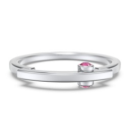 Modern Stacking Ring with Peek-A-Boo Gemstone in 925 Sterling Silver with Ruby
