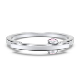 Modern Stacking Ring with Peek-A-Boo Gemstone in 925 Sterling Silver with Pink Tourmaline