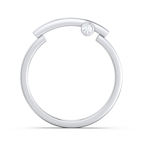 Modern Stacking Ring with Peek-A-Boo Gemstone – Sterling Silver with Cubic Zirconia